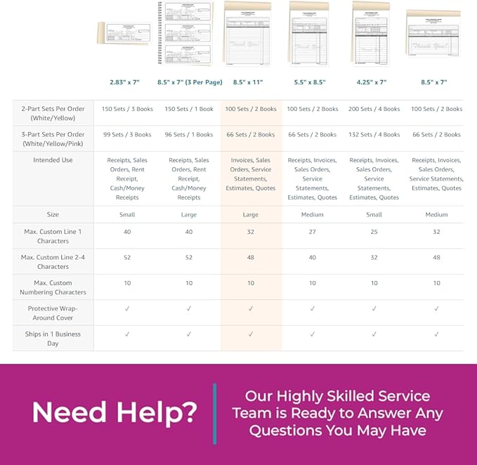 Custom 8.5" x 11" Carbonless NCR Books in 2-Part Duplicate Invoices, Work Orders - Image 7