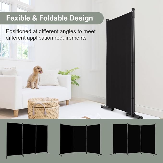 Room Divider 6FT Single Panel Privacy Screen, Portable Room Partitions and - Image 4