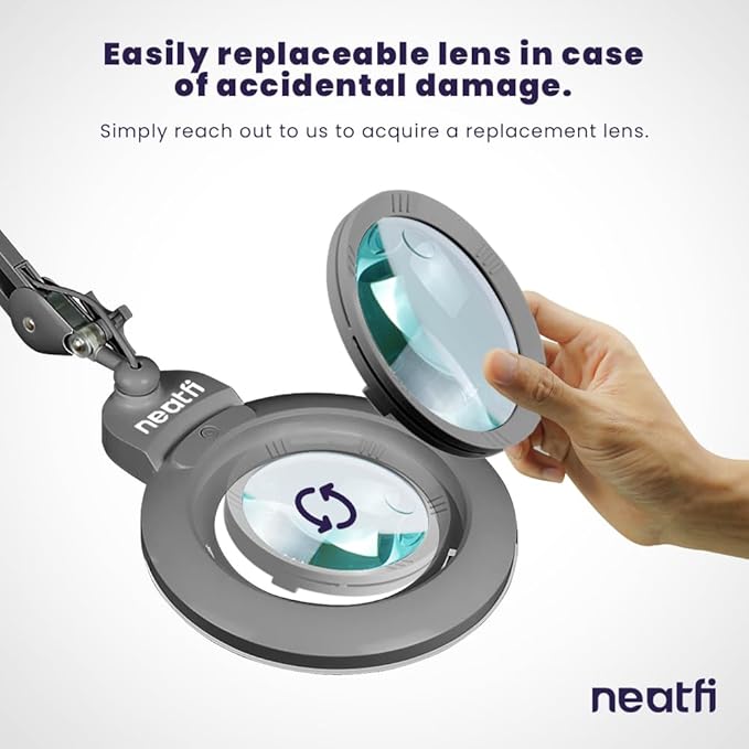 Neatfi XL Bifocal LED Magnifying Lamp, 7-Inch Acrylic Lens, 5D/20D Magnification - Image 6
