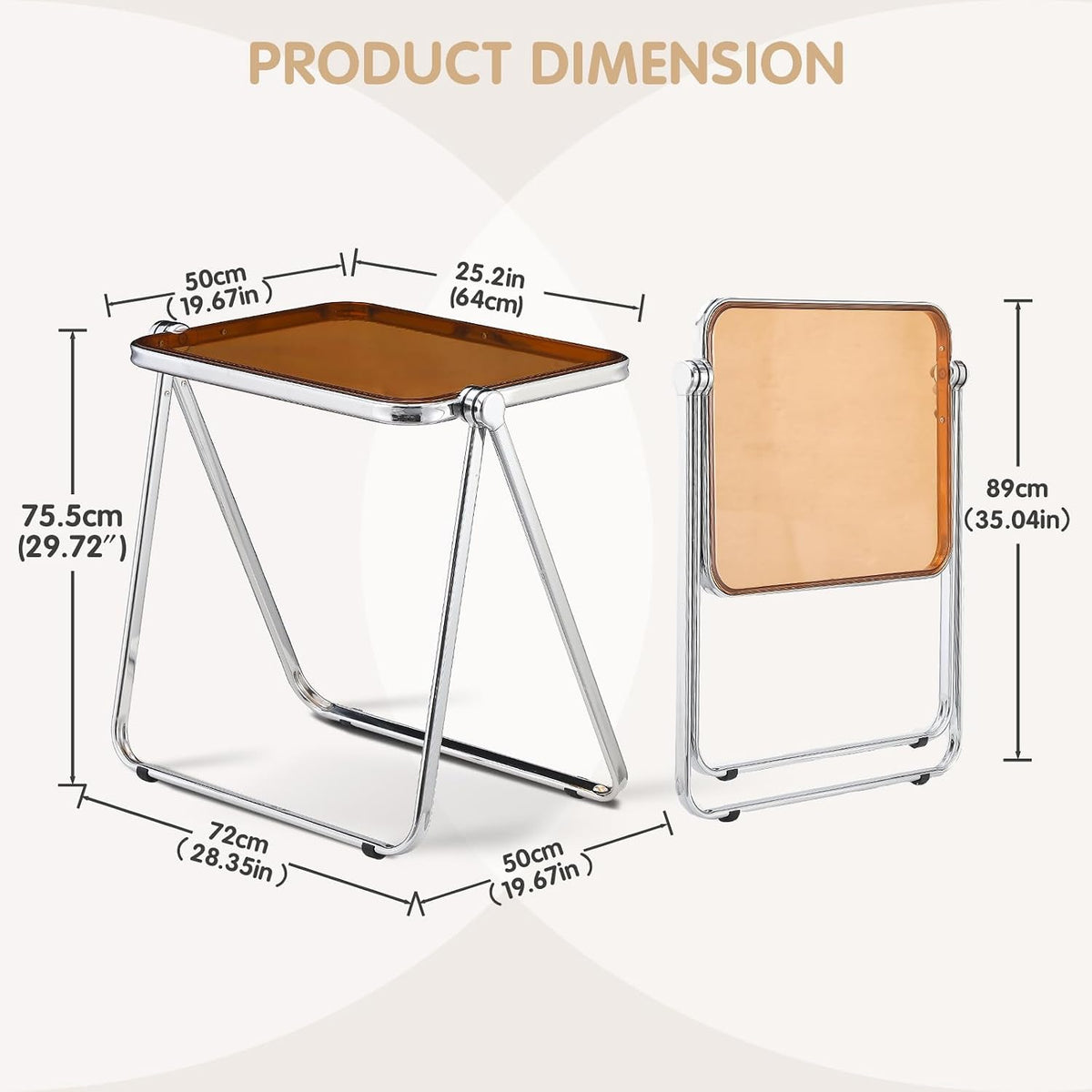 Acrylic Folding Table TV Tray Small Side Table - Tawny