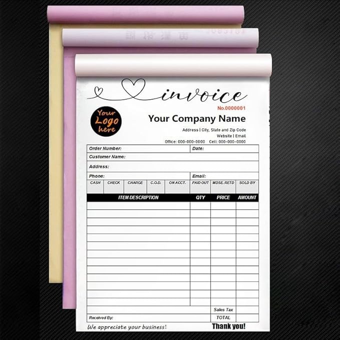 Personalized Invoice Book Custom 2 Part/3 Part Receipt Book Quote Estimate - Image 2