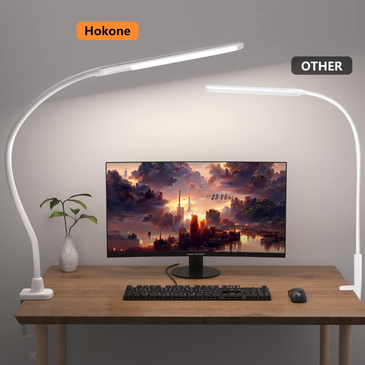 LED Desk Lamp With Clamp, 10W Gooseneck Lamps Touch Control,Swing Arm Clamp L...