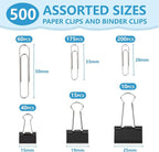 500PCS Paper Clips and Binder Clips Assorted Sizes, Office Supplies - Image 2