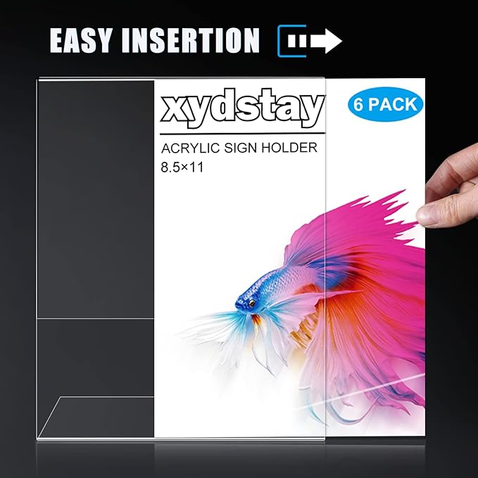 xydstay 6pack 8.5x11 Acrylic, L Shape Clear Plastic, Menu Holder, Unbreakable - Image 5