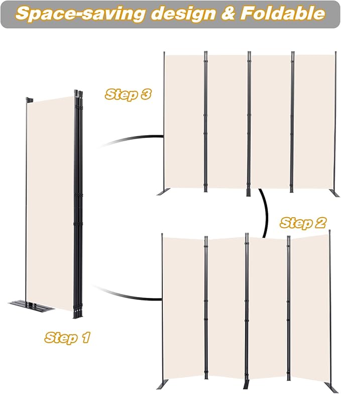 CHOSENM Room Divider, 4 Panel Folding Privacy Screens - Image 5