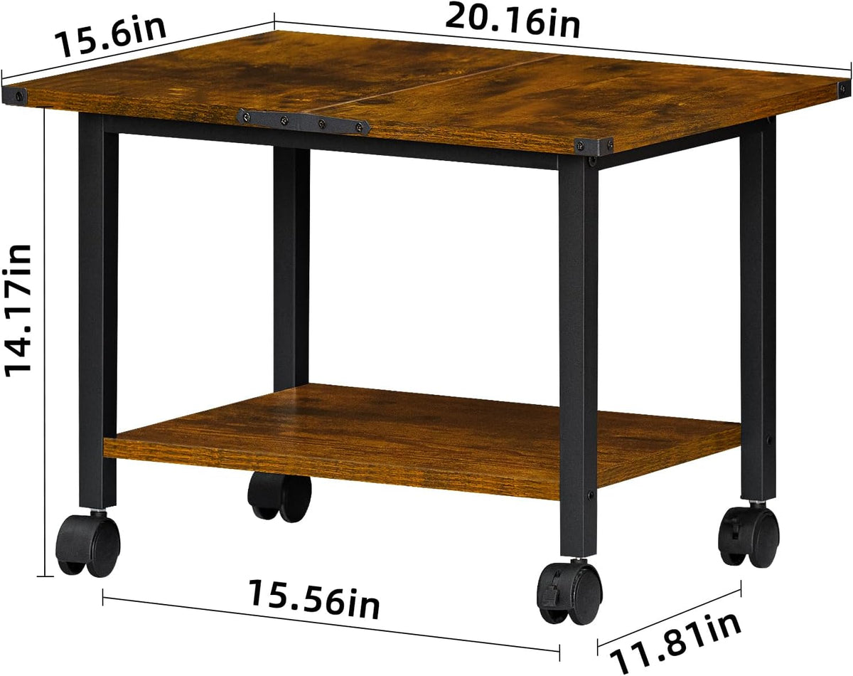 Lerliuo Under Desk Printer Stand, 2-Tier Industrial Rolling Printer Table