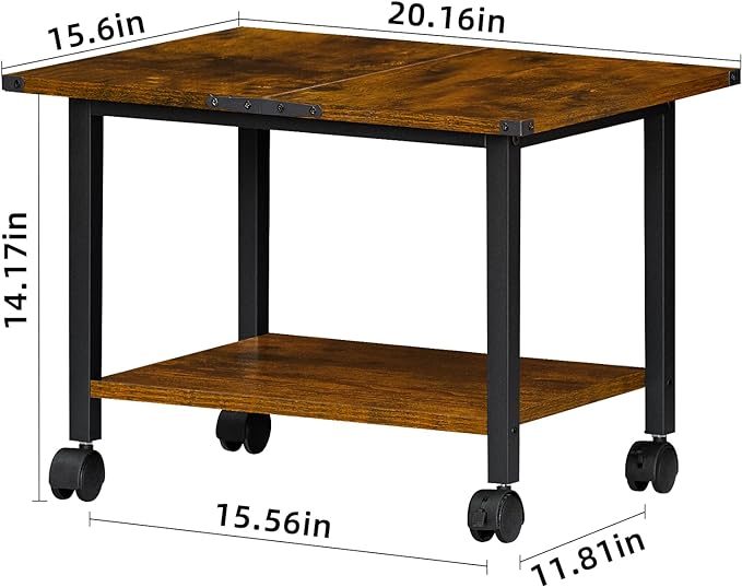 Lerliuo Under Desk Printer Stand, 2-Tier Industrial Mobile Printer Table - Image 3