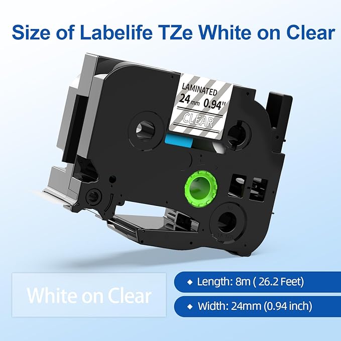 TZ White on Clear Label Tape 1" Replace - Image 2