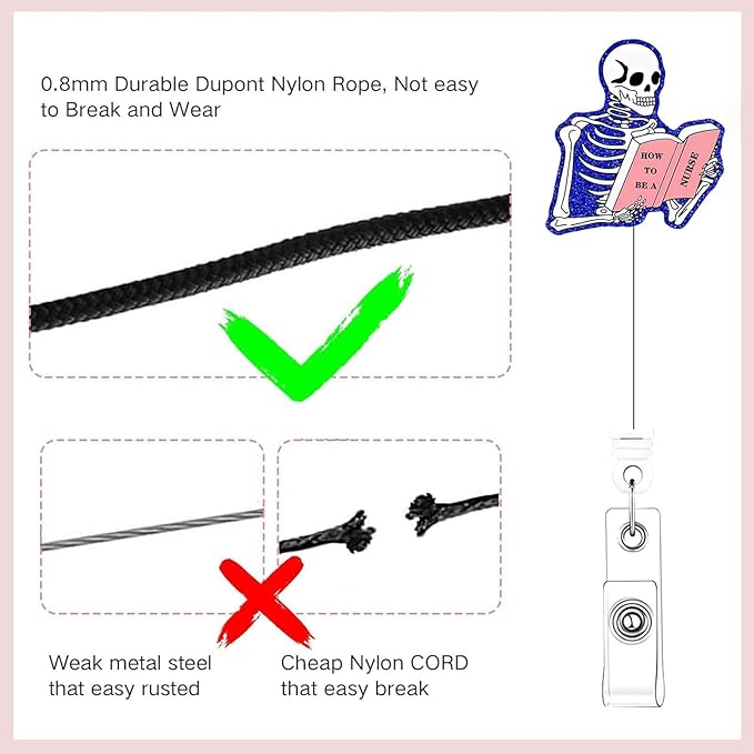 2Pcs Funny Skeleton Office Badge Reel Retractable - Image 2