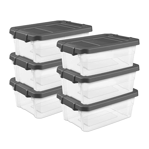 Sterilite 6-Pack Modular Stacker Box, Durable Clear Plastic Storage Bins by Sterilite