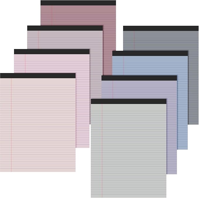 Fuutreo 8 Pcs 8.5'' x 11'' Colored Legal Pad Writing Pads Narrow Ruled 50 by Fuutreo