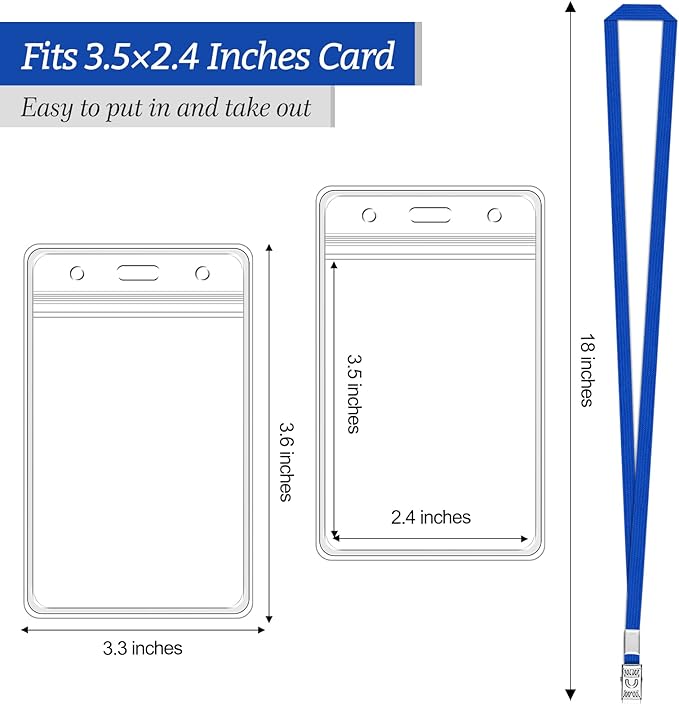 100 Pcs Clear Vertical Badge Id Card and 100 Pcs Lanyard, Reusable Lanyards - Image 2