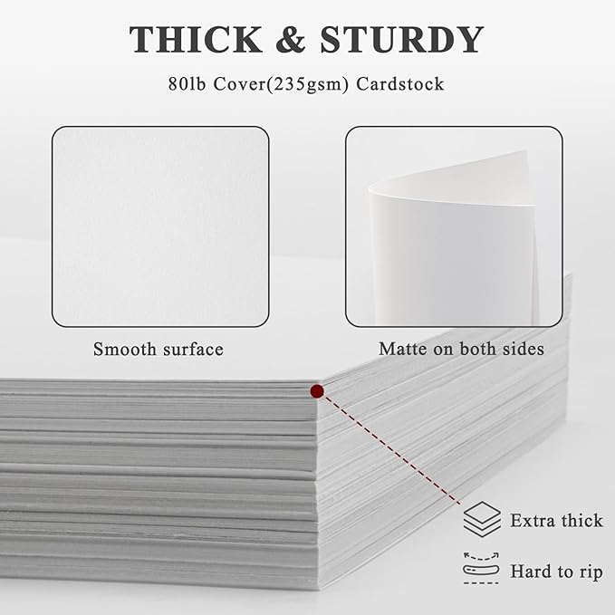 White Cardstock 8.5 x 11"Inch, 80lb Cardstock Paper, 30 Sheets Card Stock Paper - Image 3