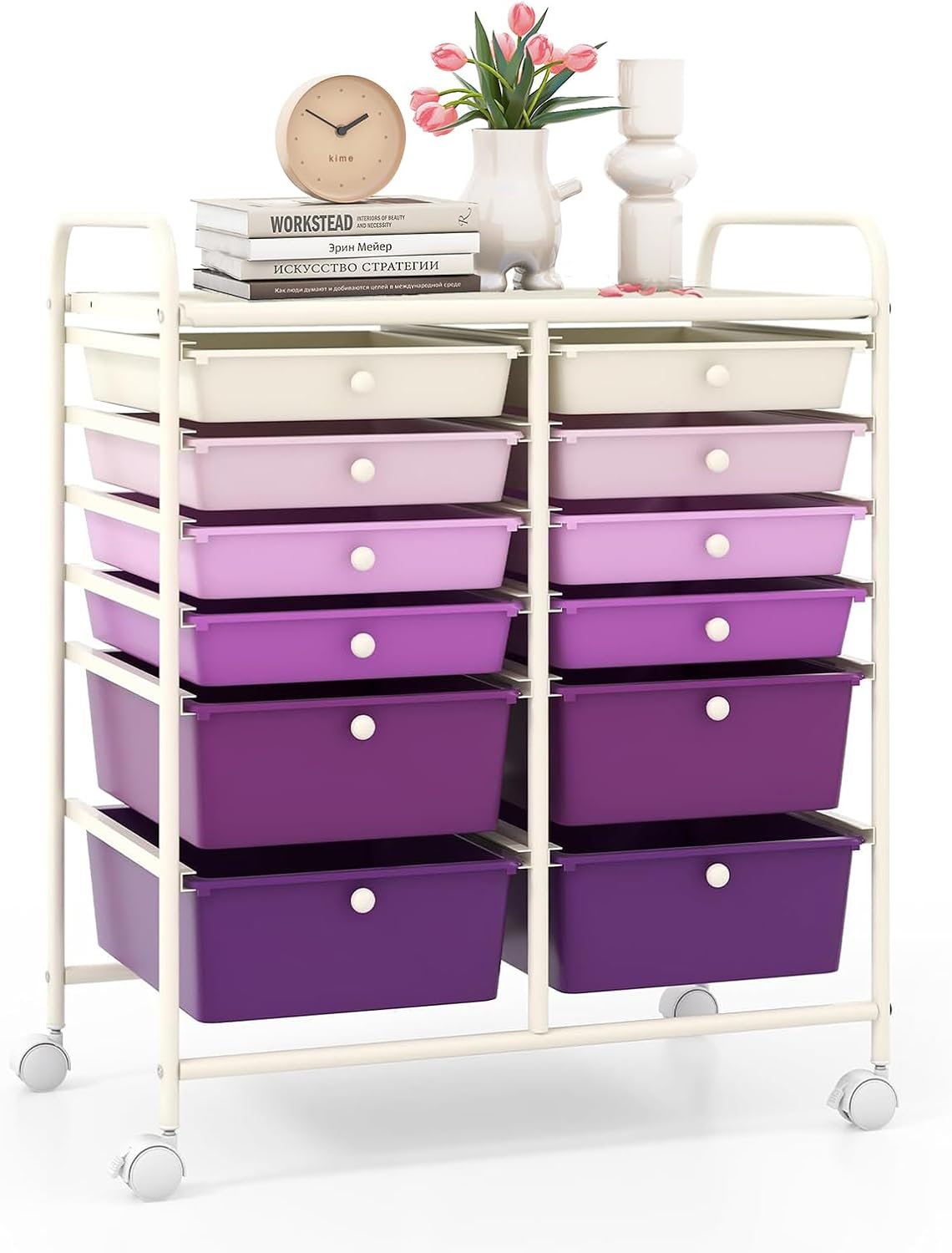 LDAILY 12 Drawer Rolling Storage Cart, Craft Cart Organizer on Wheels