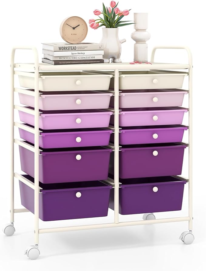 LDAILY 12 Drawer Rolling Storage Cart, Craft Cart Organizer on Wheels by LDAILY
