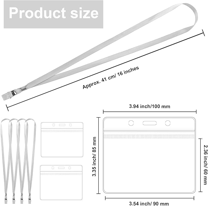 100 Pcs Lanyards for ID Badges and 100 Pcs Clear Name Tag Holders Reusable - Image 2