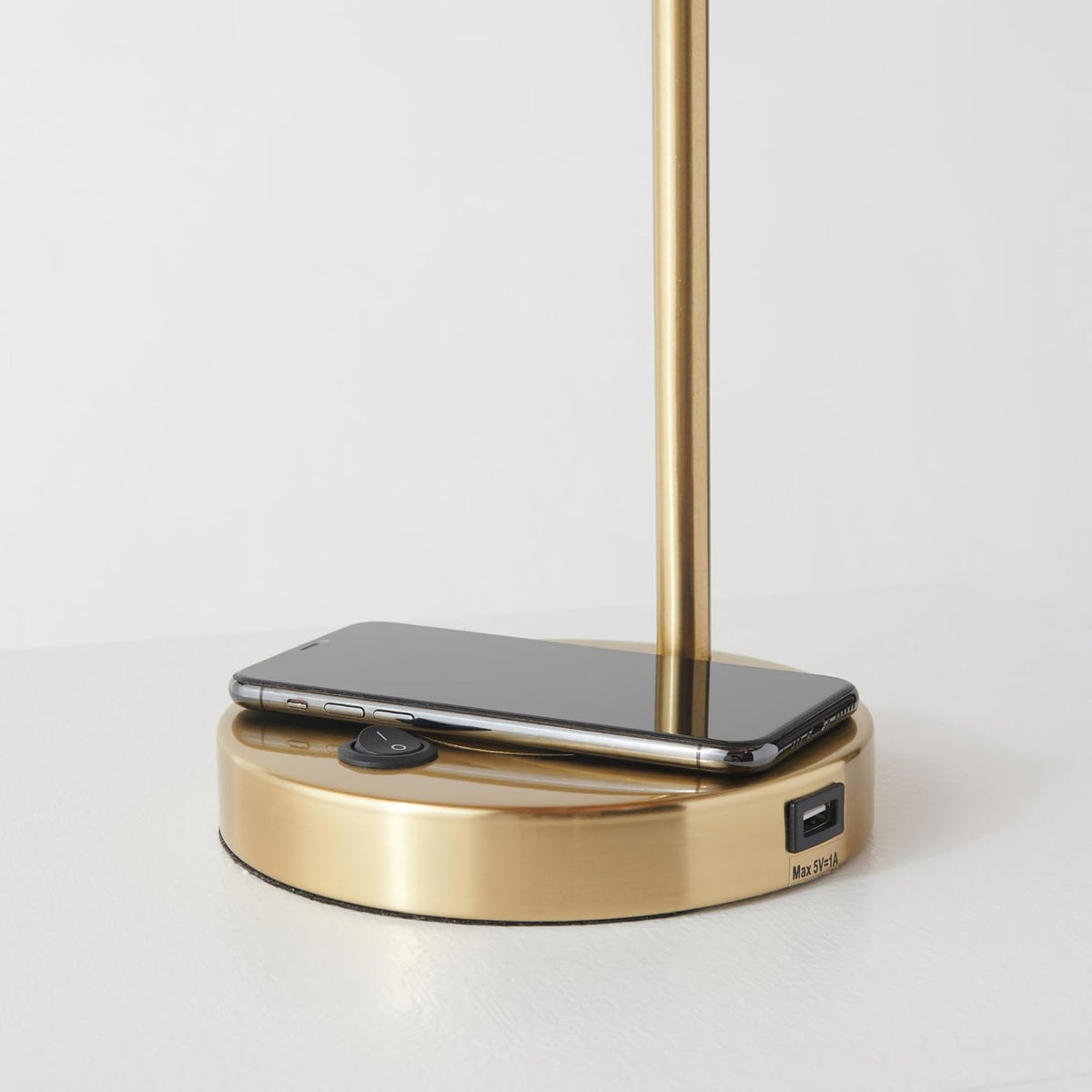 Brightech Elizabeth Table Lamp with Wireless Charging Pad and USB Port, Bedsi...