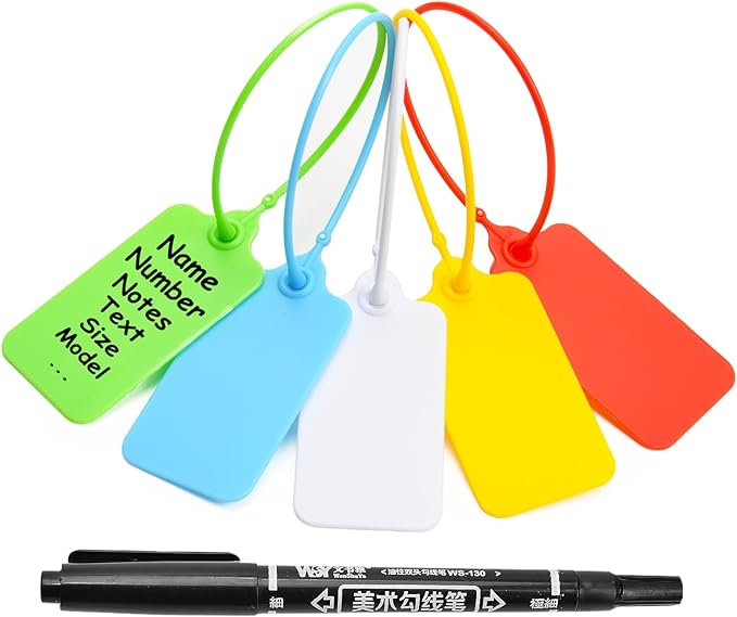 100 Blank Plastic Tags for Labeling Waterproof Hanging Labels Writable Tags by LeadSeals