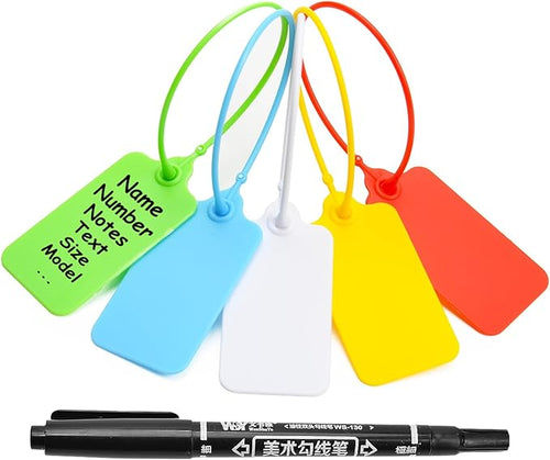 100 Blank Plastic Tags for Labeling Waterproof Hanging Labels Writable Tags by LeadSeals
