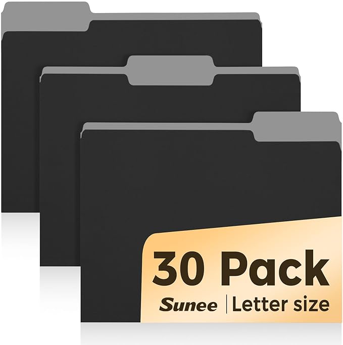 SUNEE File Folders, 30 Pack Manilla Folders 8.5 x 11, Colored File Folders Home by SUNEE