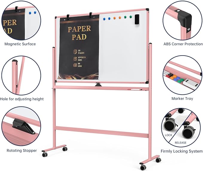 Large Dry-Erase Rolling Magnetic Whiteboard - Image 3