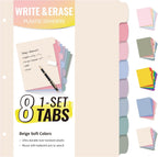 Sooez 8 Tabs Plastic Write & Erase Binder Dividers with Tabs, 1 Set | Long-Lasting Dividers for 3 Ring Binder, Cute Pastels Binder Dividers Organizers for Student, Teacher, Office, Beige Color