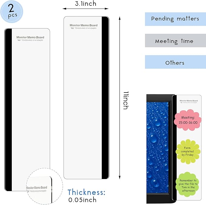 Zonon 2 Pieces Computer Monitor Notes Screen Monitor Memo Board Sticky Note - Image 2