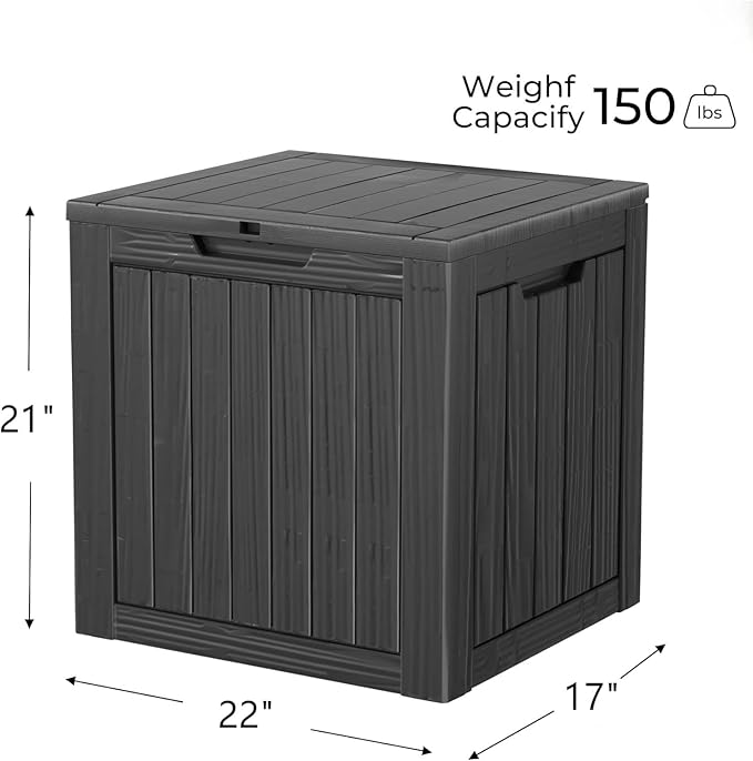 Decksplore 35 Gallon Outdoor Storage Box Waterproof Lockable Resin Deck Box - Image 2
