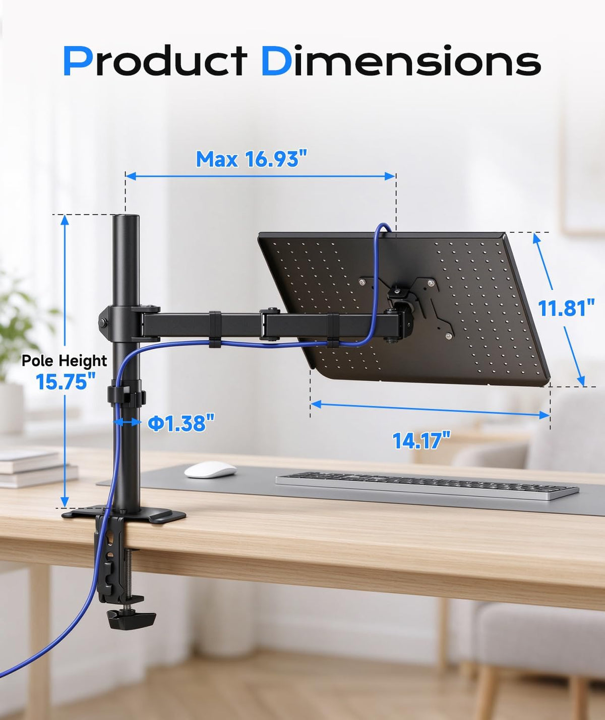 Suptek Single Laptop Notebook Desk Mount with Tray for 13-27 inch Computer Sc...