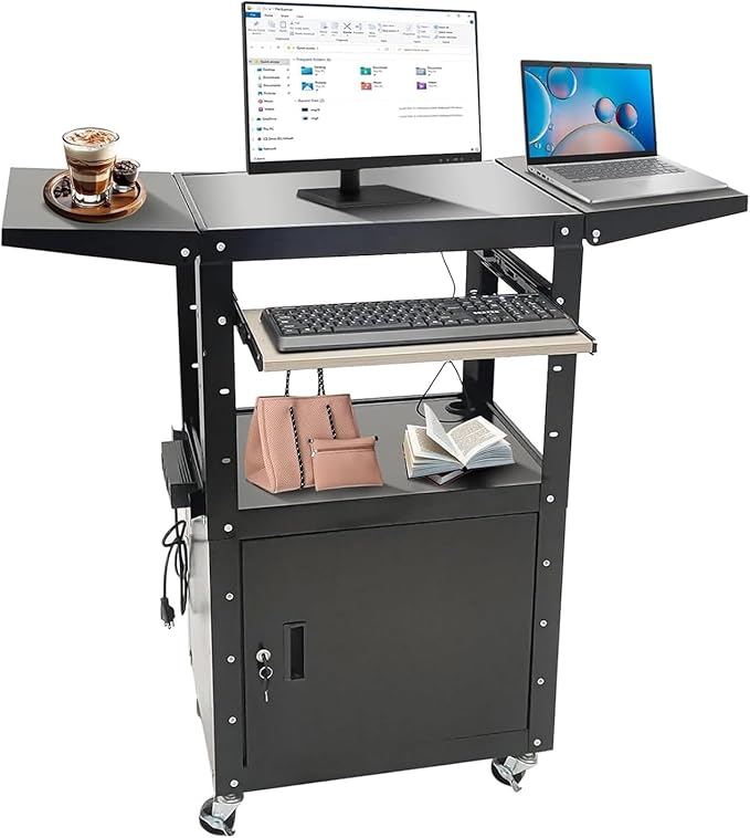 Upgraded AV Cart, Adjustable-Height Steel AV Cart by Unknown