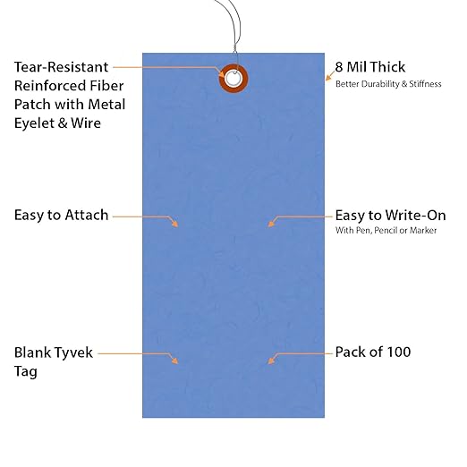 SmartSign 6.25 x 3.125 inch “Blue” Blank Tyvek Shipping Tags - Image 4