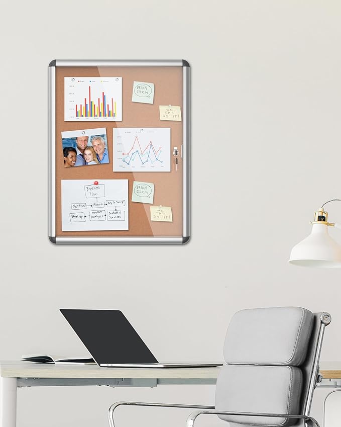 Mifuro 26"x20" Enclosed Bulletin Board, Lockable Weather-Resistant Aluminum - Image 2