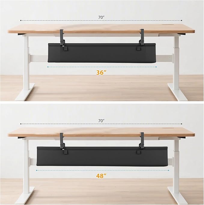 Oxford Cloth Under Desk Cable Management Tray, No-Drill 36" Desk Cable - Image 8