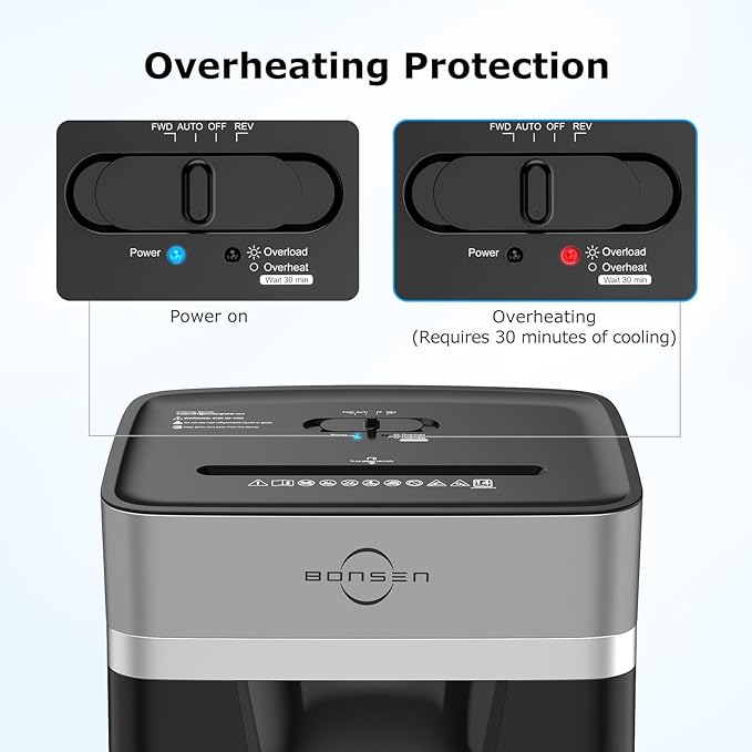 BONSEN 14-Sheet Paper Shredder for Home Office, Heavy Duty Cross Cut Shredder - Image 6