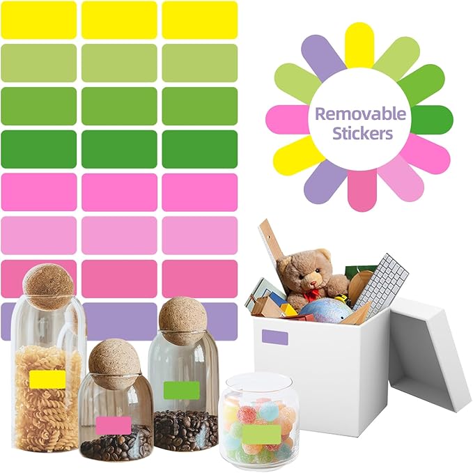 STARLIBOO Removable Freezer Labels, 1x2 Inch Color Coding Removable Labels by STARLIBOO