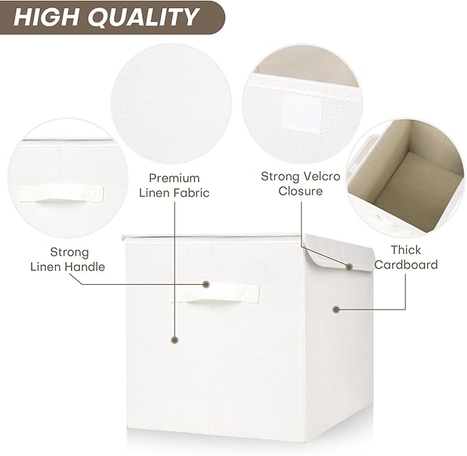 Bagnizer Large 22 Quart Linen Fabric Foldable Storage Bin Cube Organizer Basket - Image 3