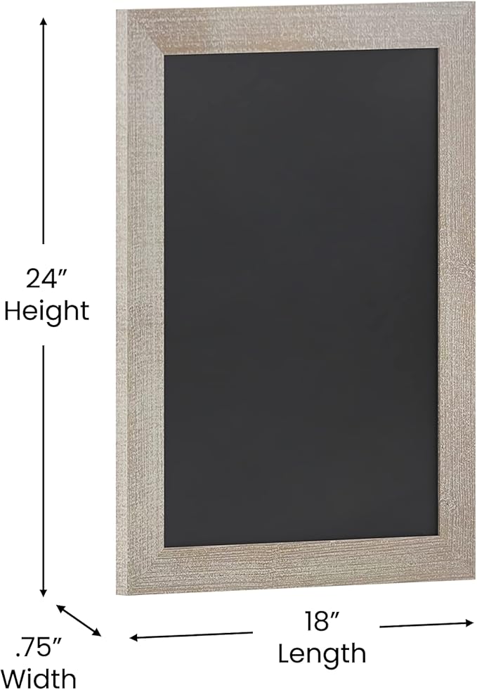 HBCY Creations 18" X 24" Weathered Lightwash Solid Wood Frame Wall Chalkboard - Image 3