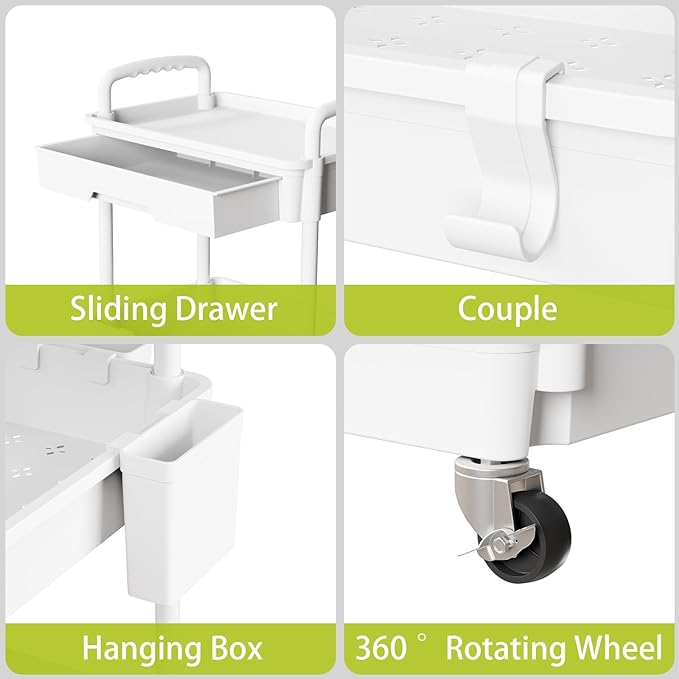 Sorgion 3 Tier Rolling Cart Organizer, Laundry Room Bathroom Organizers and - Image 4