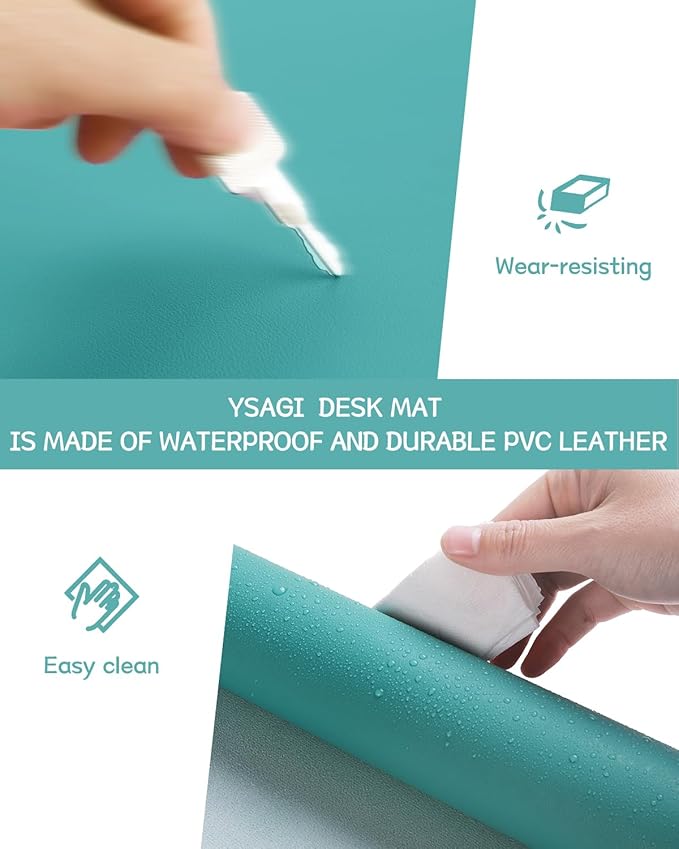 YSAGi Non-Slip Leather Desk Pad, Waterproof Laptop Computer Desk Keyboard Mat - Image 5