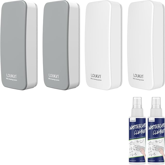 loukin 4 Pack Magnetic Dry Erase Eraser, Glass Board Remover, 3.4 fl oz by LOUKIN