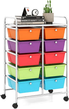 LDAILY 10 Drawer Rolling Cart, Storage Cart Organizer on Wheels, Drawer Cart by LDAILY