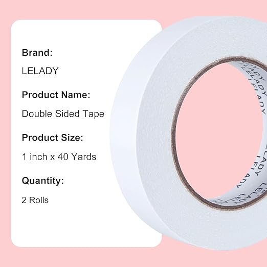 LELADY Double Sided Tape 1 Inch x 40 Yards- 2 Rolls Double-Sided Adhesive - Image 5