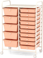 HAPPYGRILL 15-Drawer Rolling Cart, Storage Carts