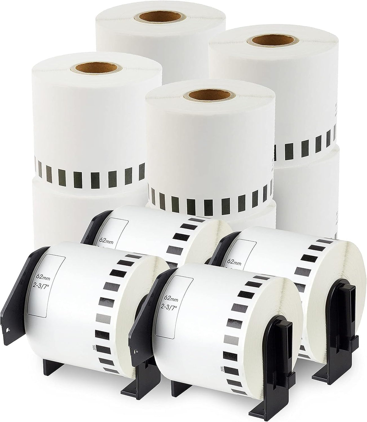 enKo DK-2205 12 Rolls Continuous Direct Thermal Labels | 2.4 in x 100 ft | 4 Refillable Cartridge Frames, Cut-to-Length, Compatible with Brother QL Label Printers QL-800, QL-820NWB QL 810W