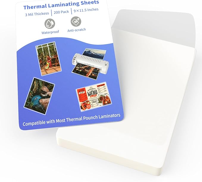 Thermal Laminating Pouches, FungLam Clear Laminating Sheets, 3 Mil Thickness by FungLam