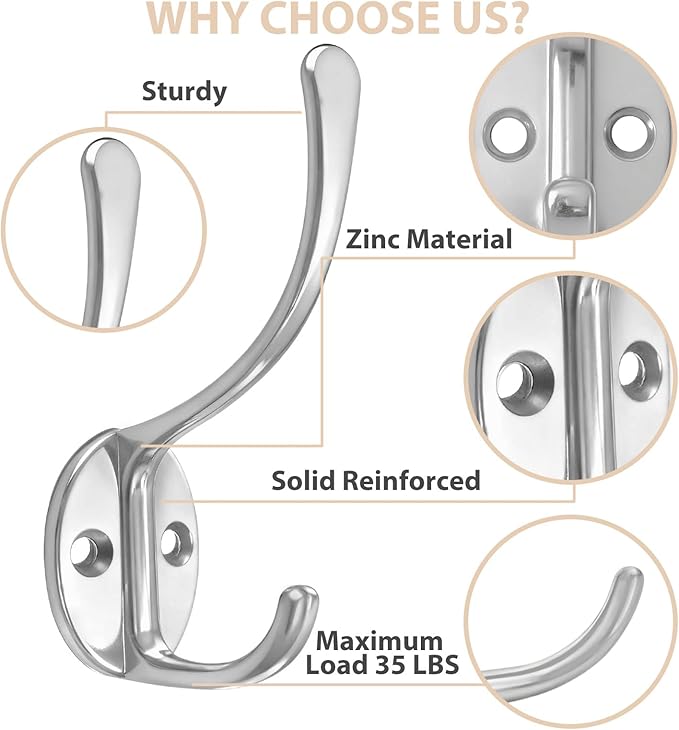 Homanu 14 Pack Coat Hooks Wall Mounted - Image 3