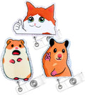 3PC Meme Animals Badge Reels Cute Funny Meme Hamster Crying Cat Cartoon by YJPREMIUMS