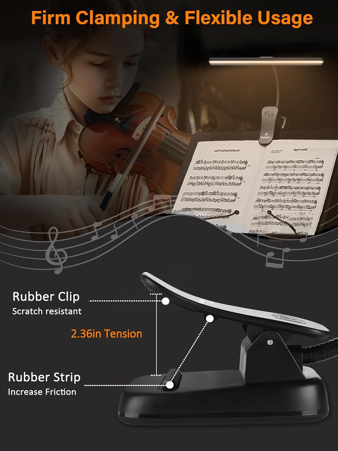 Vekkia Professional 116 LED Rechargeable Music Stand Light