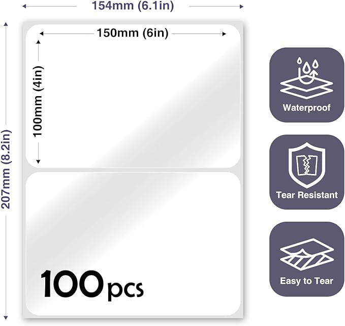 100Pcs Clear Large Labels for Storage Bins, 6x4 Inch Removable Labels, Large - Image 2