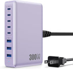 USB C Charger 300W USB C Charger Block, 8-Ports GaN IV Fast Charging Station Hub by GKUTW